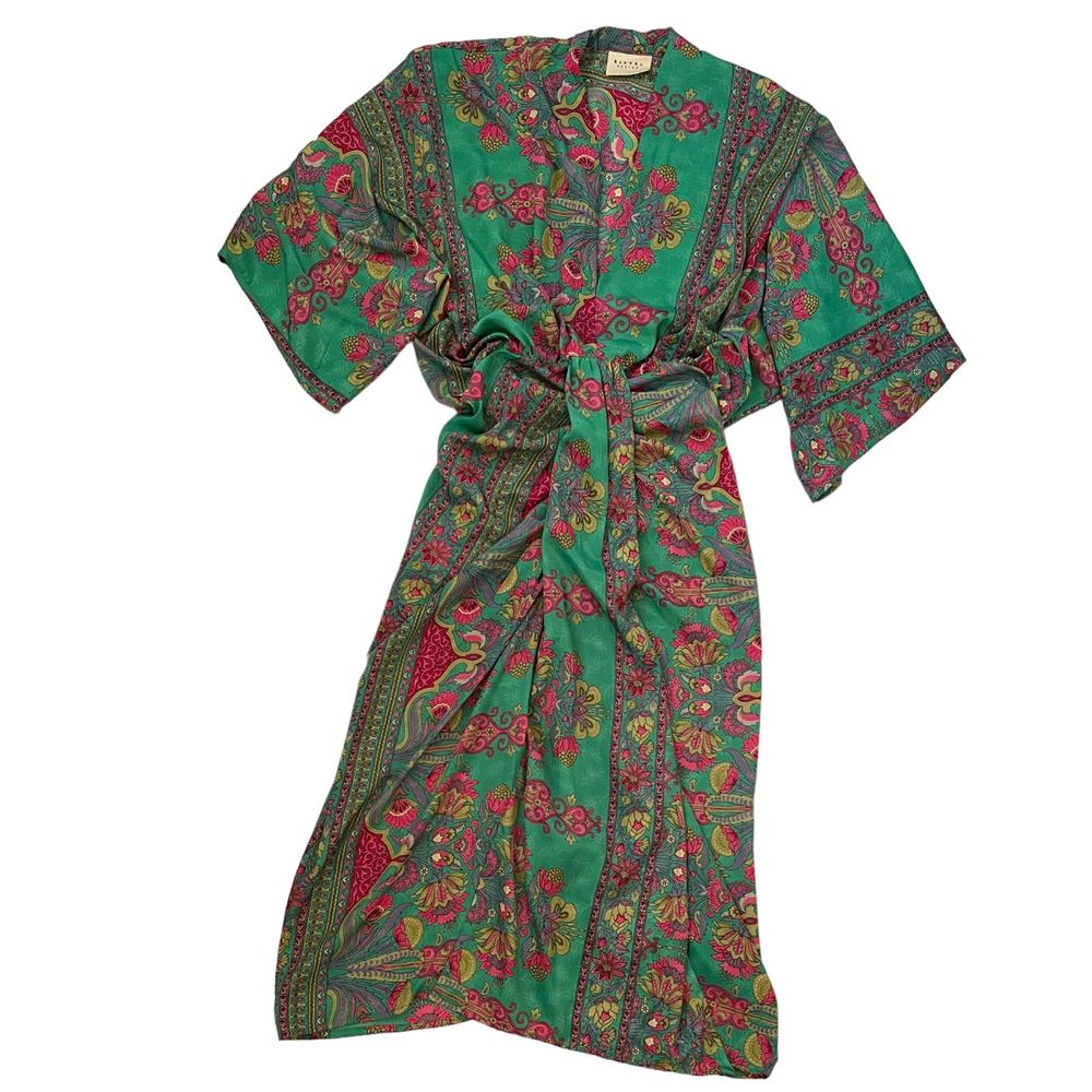 Sissel Edelbo Juno Dress - Silk - Green and Multicolor - Size S/M